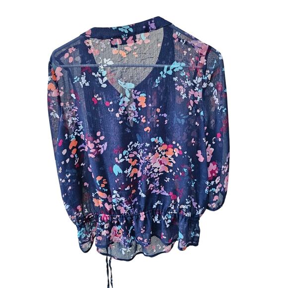 A.N.A. navy blue floral top Size LP - Picture 4 of 12